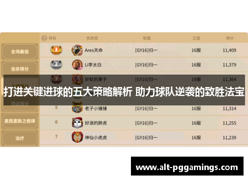 打进关键进球的五大策略解析 助力球队逆袭的致胜法宝